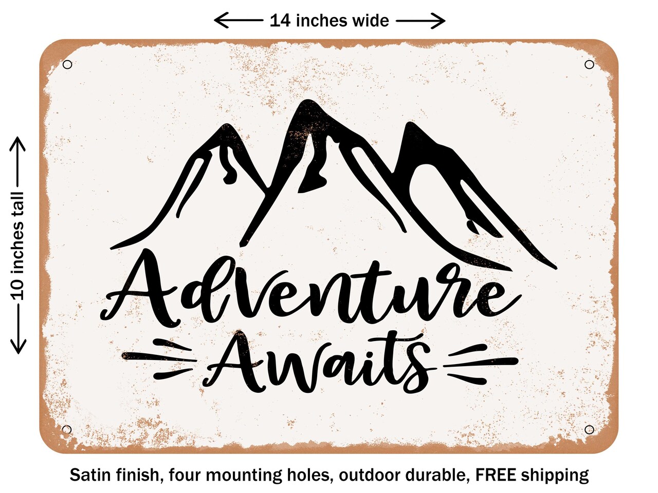 DECORATIVE METAL SIGN - Hitching For an Adventure - Vintage Rusty Look